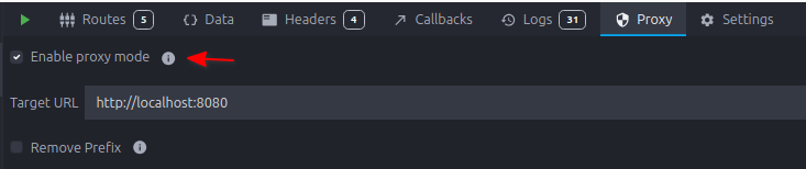mockoon proxy settings tab