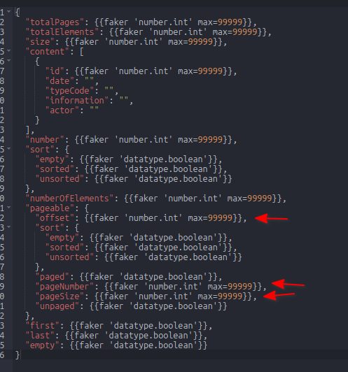 exemple de réponse pageable